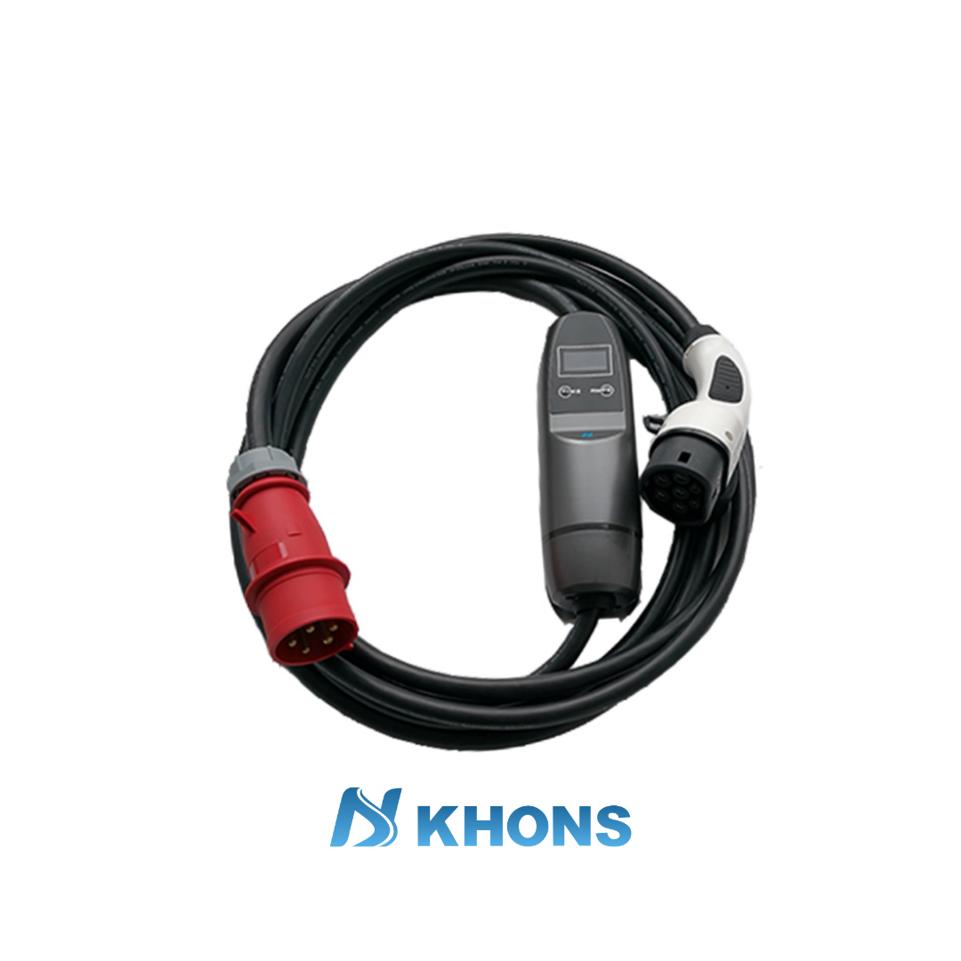 Khons Akıllı 10m Kablolu Taşınabilir  Elektrikli Araç Şarj İstasyonu  3Faz, 32A , 22KW